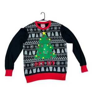 🎄 Hybrid Holiday “Get Lit” Men’s Ugly Christmas Sweater w/ Beer Holder 🍻